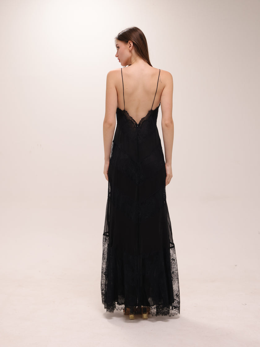 Astra Silk Lace Maxi Dress