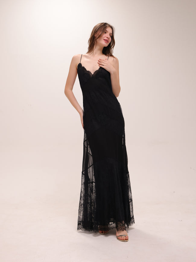 Astra Silk Lace Maxi Dress
