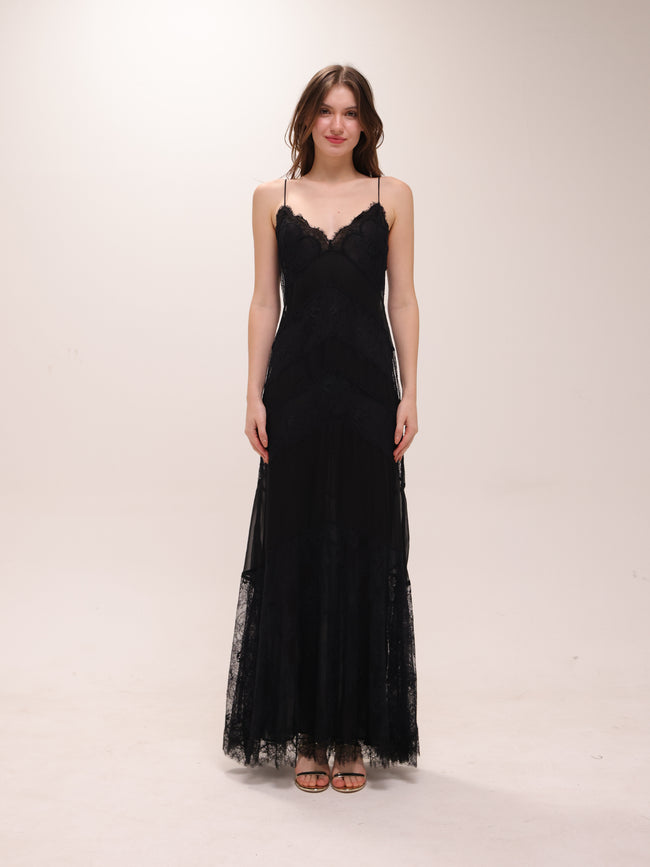 Astra Silk Lace Maxi Dress