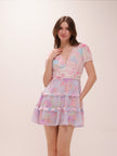 Spirea Tiered Chiffon Minidress in Sunset