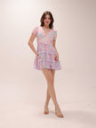 Spirea Tiered Chiffon Minidress in Sunset