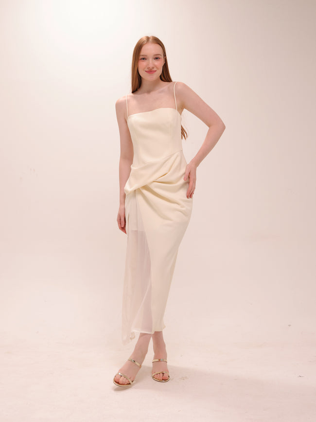 Fanny Drape Dress in White