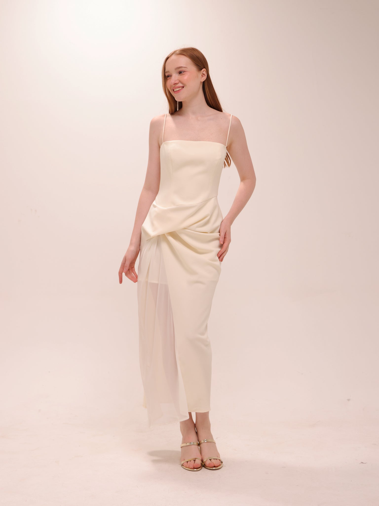 Fanny Drape Dress in White