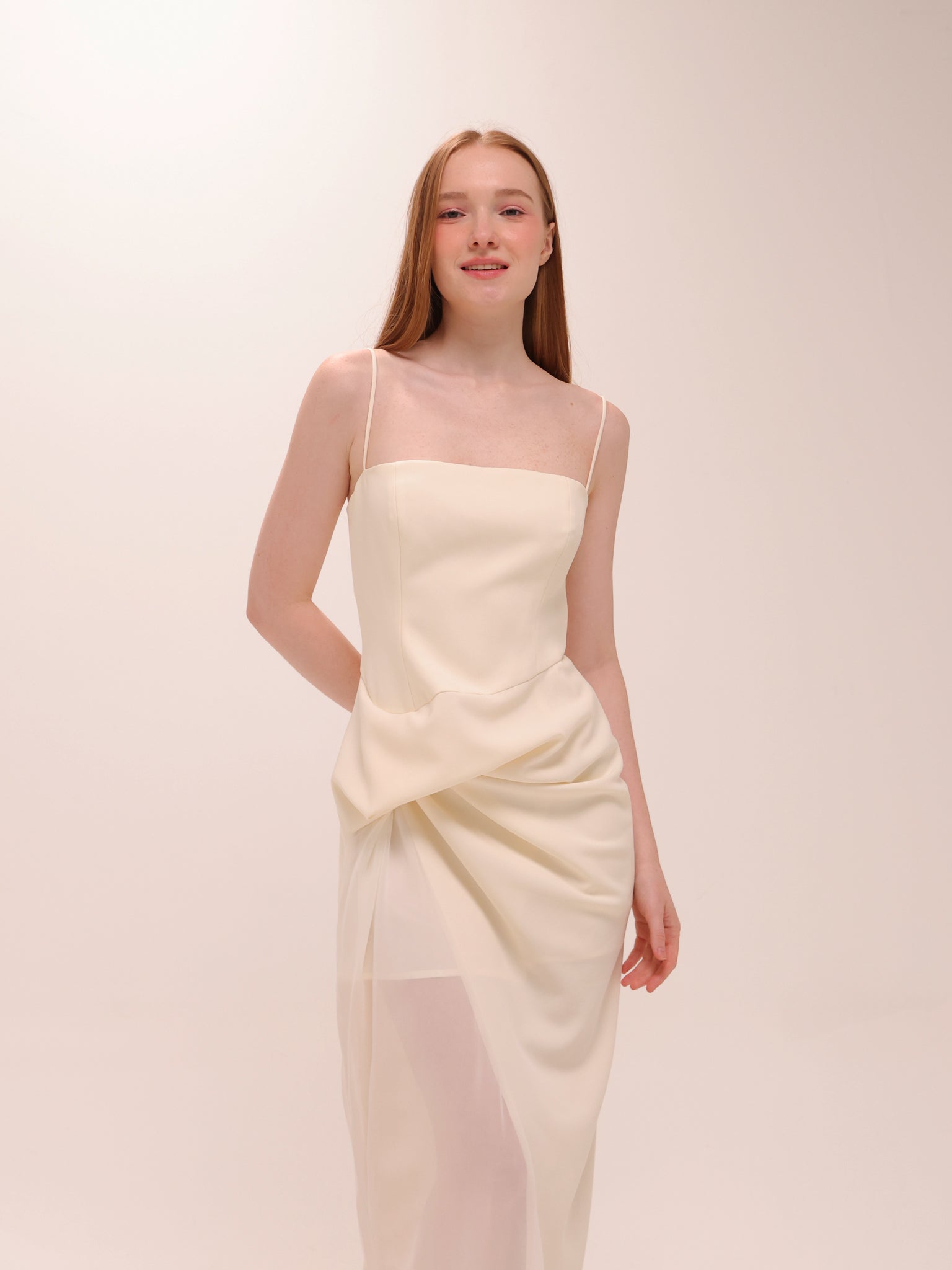 Fanny Drape Dress in White