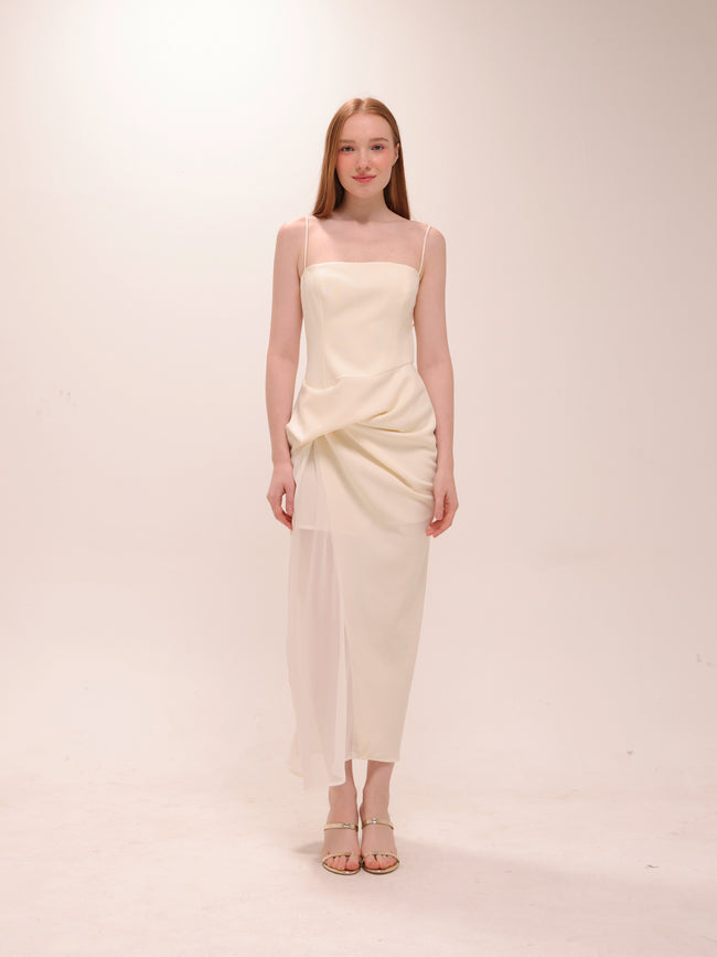 Fanny Drape Dress in White