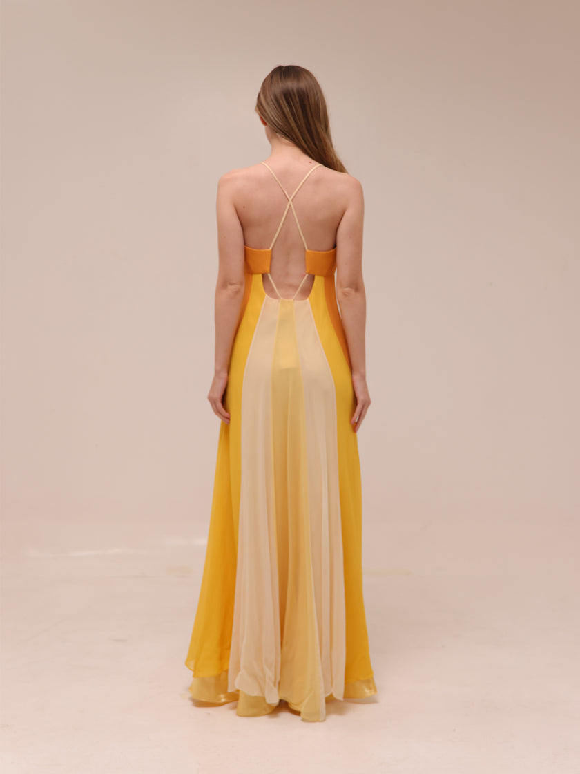 Ombre Chiffon Maxi Dress