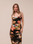 Rachel Cowl Neck Slip Dress Opulent Print in Mystic