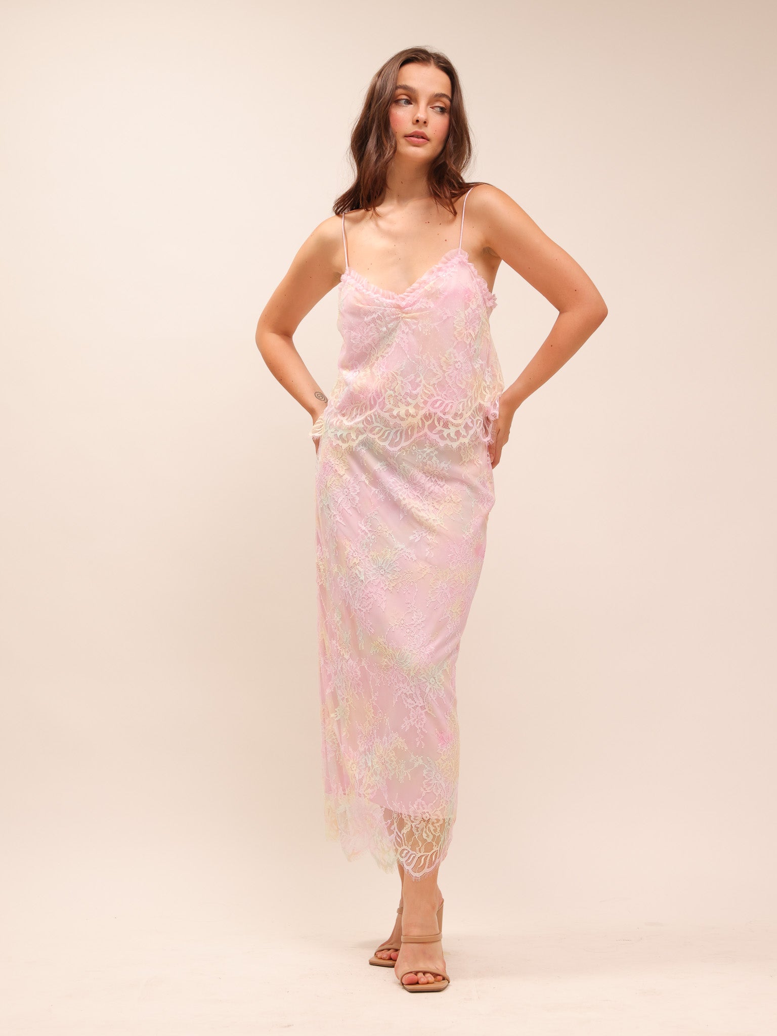 Ferni Tie-Dye Lace Cami Top & Goodall Tie-Dye Lace Maxi Skirt