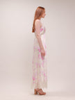 Serene Satin Lace-Trimmed Maxi Dress