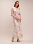 Serene Satin Lace-Trimmed Maxi Dress