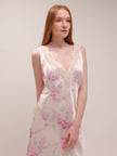 Serene Satin Lace-Trimmed Maxi Dress