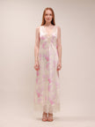 Serene Satin Lace-Trimmed Maxi Dress
