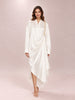 Draped Asymmetric Chain-Embellished Silk-Satin Shirt Dress