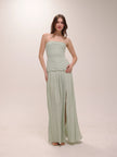 Royal Pleated Strapless Maxi Dress
