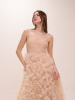 Strapless Ruffled Tulle Gown