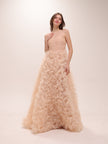 Strapless Ruffled Tulle Gown