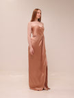 Satin Embellished Strapless Gown