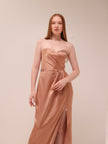Satin Embellished Strapless Gown
