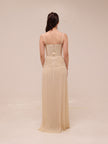 Double Time Pleat Dress in Nougat