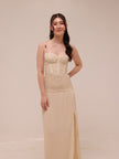 Double Time Pleat Dress in Nougat