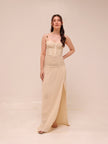 Double Time Pleat Dress in Nougat