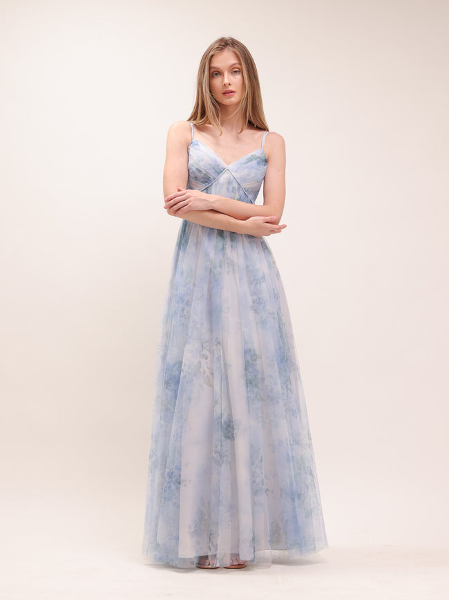 Sora Floral-Print Dress In Blue