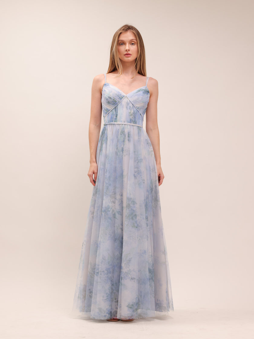 Sora Floral-Print Dress In Blue