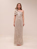Sequined Bow One Shoulder Gown