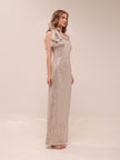 Sequined Bow One Shoulder Gown