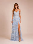 Embellished Ruffle Tiered Sleeveless Gown