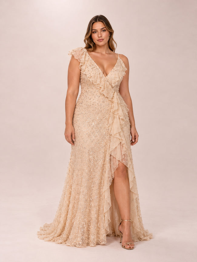 Sequin Ruffle Gown