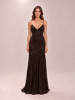 Dark Brown Lace Slip Maxi Dress