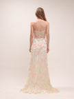 Women's Corset Seamed Mesh Evening Dress