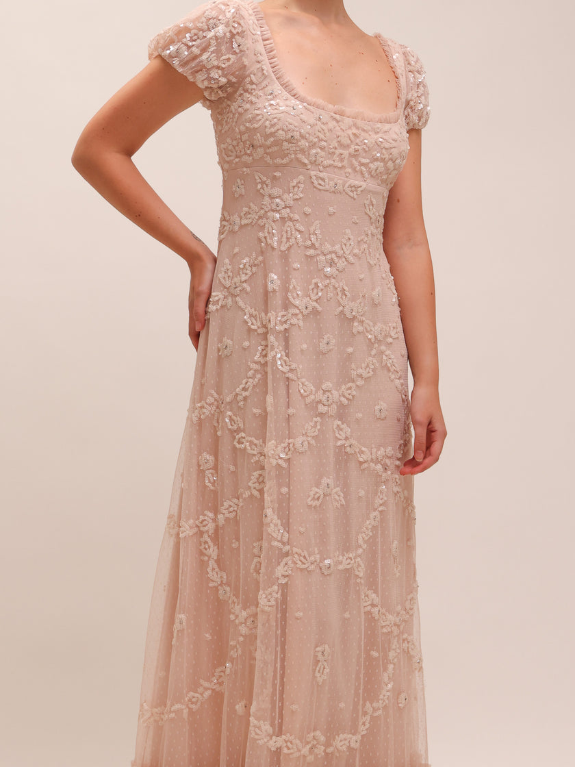 9194 Embellished Blush Gown