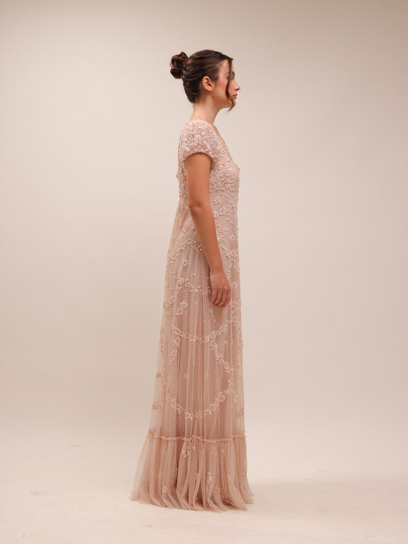 9194 Embellished Blush Gown