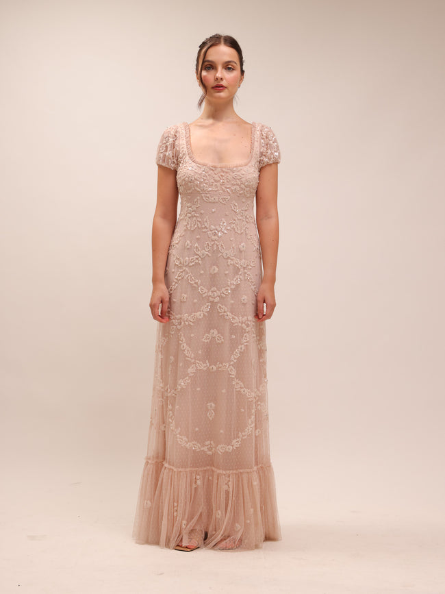 9194 Embellished Blush Gown