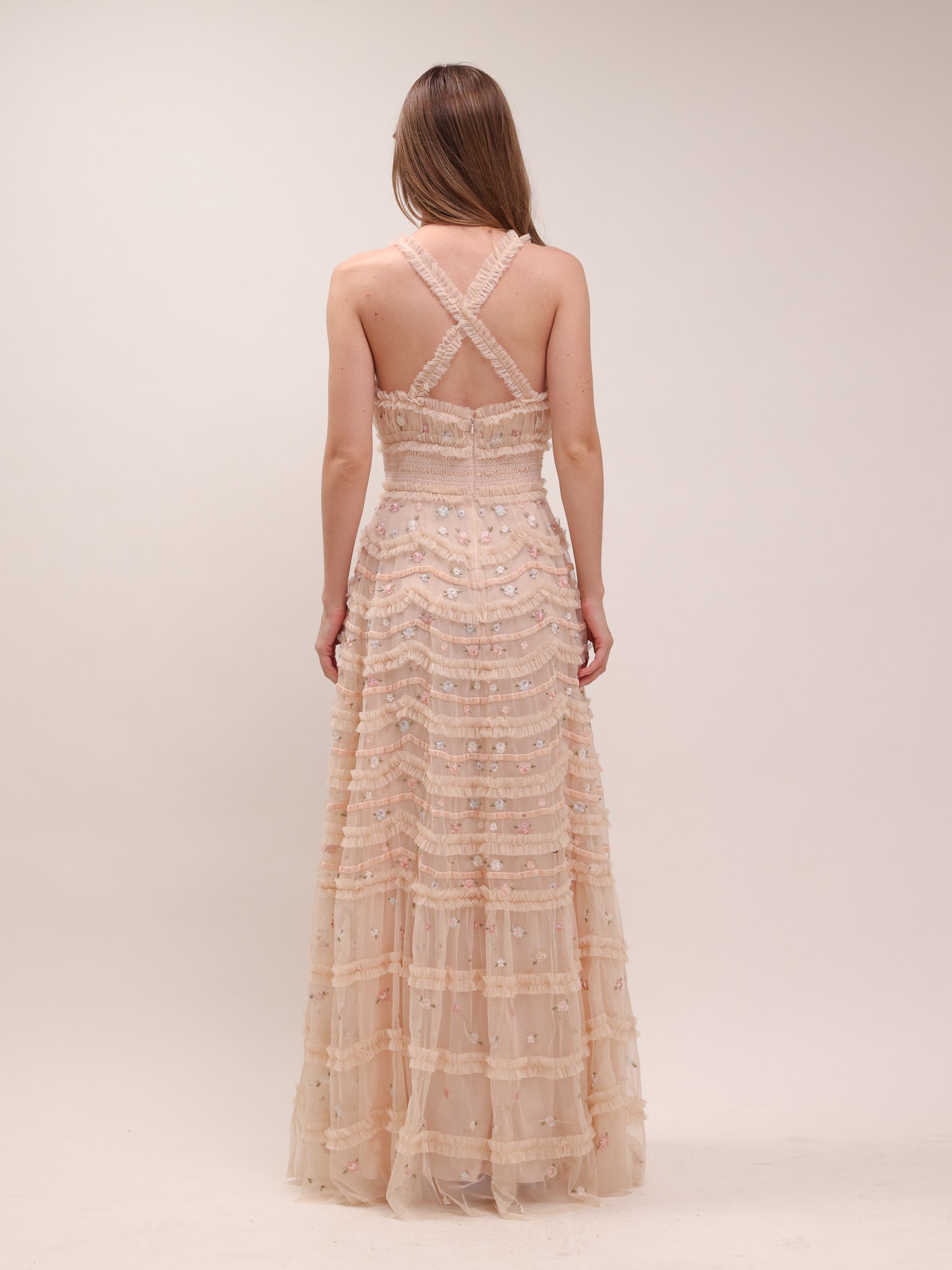 Blossom Ruffle Mesh Gown