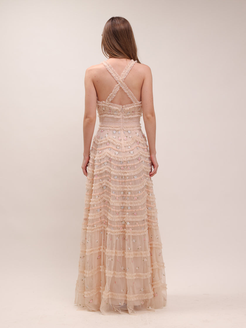 Blossom Ruffle Mesh Gown