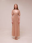Champagne Beaded Blouson Gown