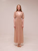 Champagne Sequin Flutter Sleeve Gown