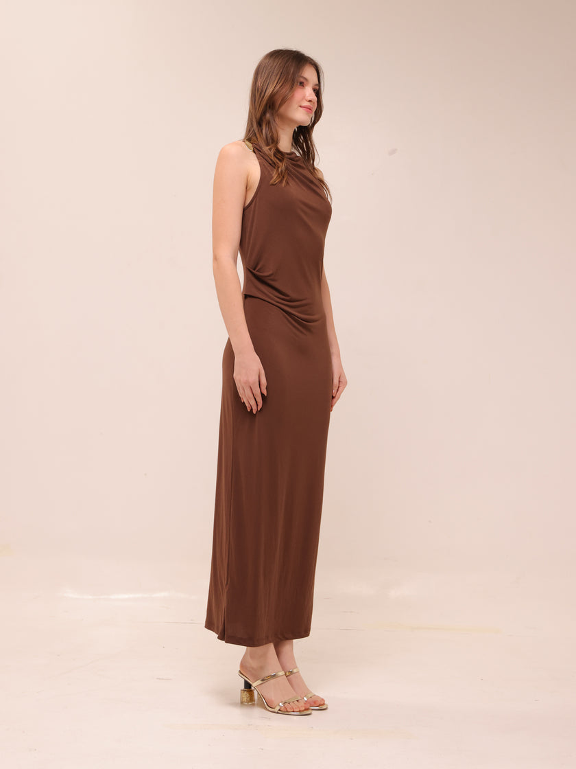 Draped Dress With Metallic Detail