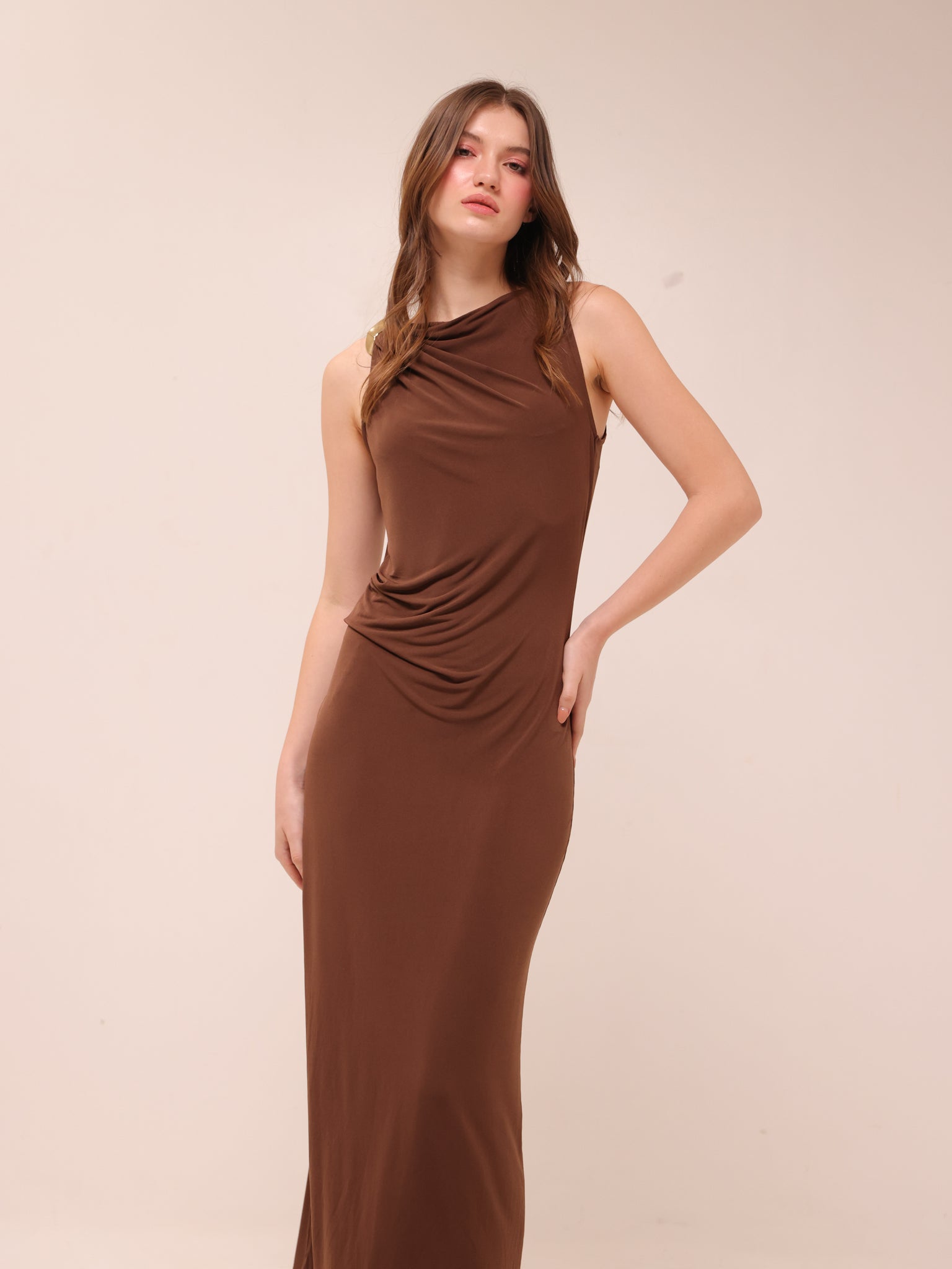 Draped Dress With Metallic Detail