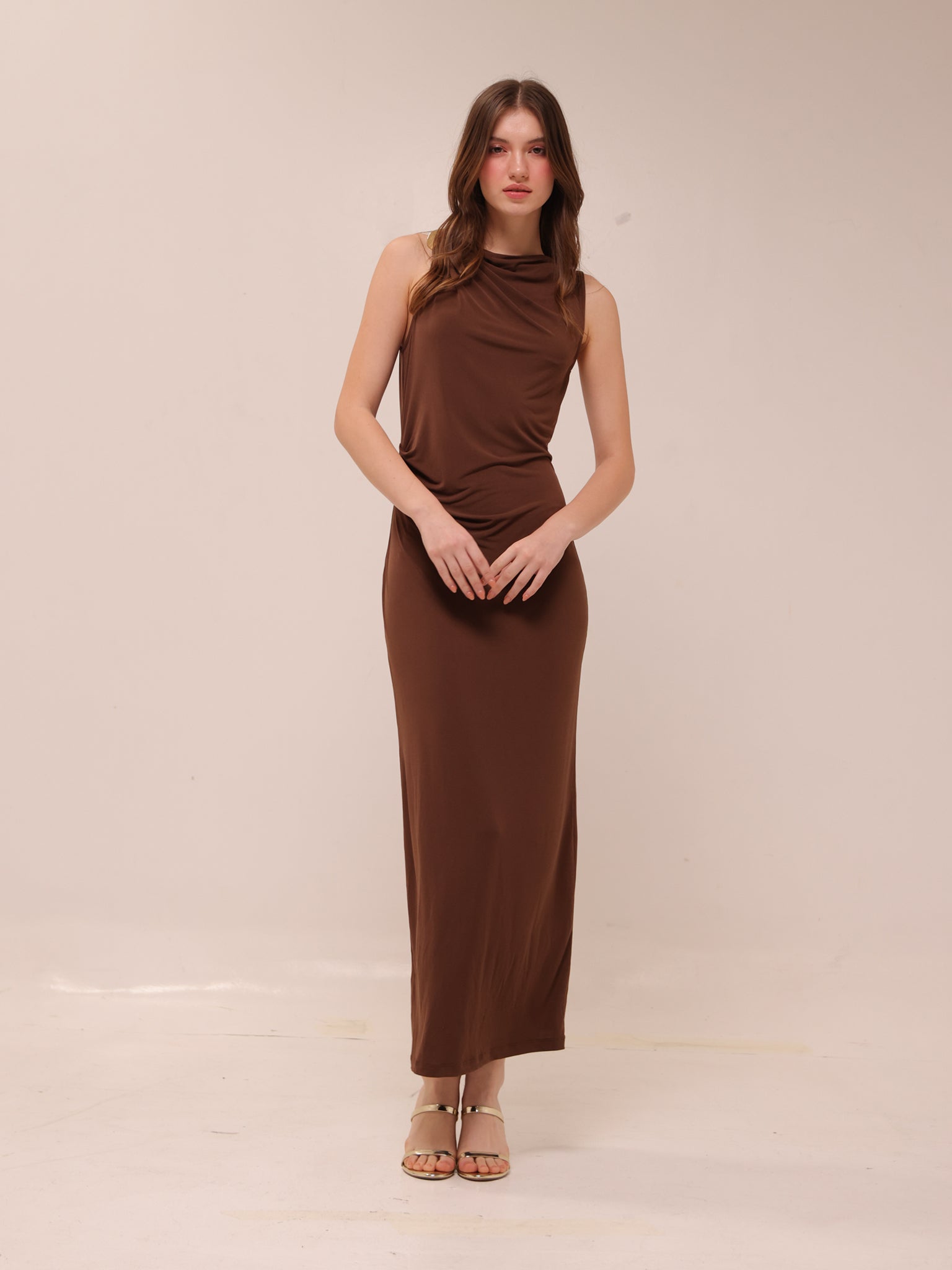 Draped Dress With Metallic Detail