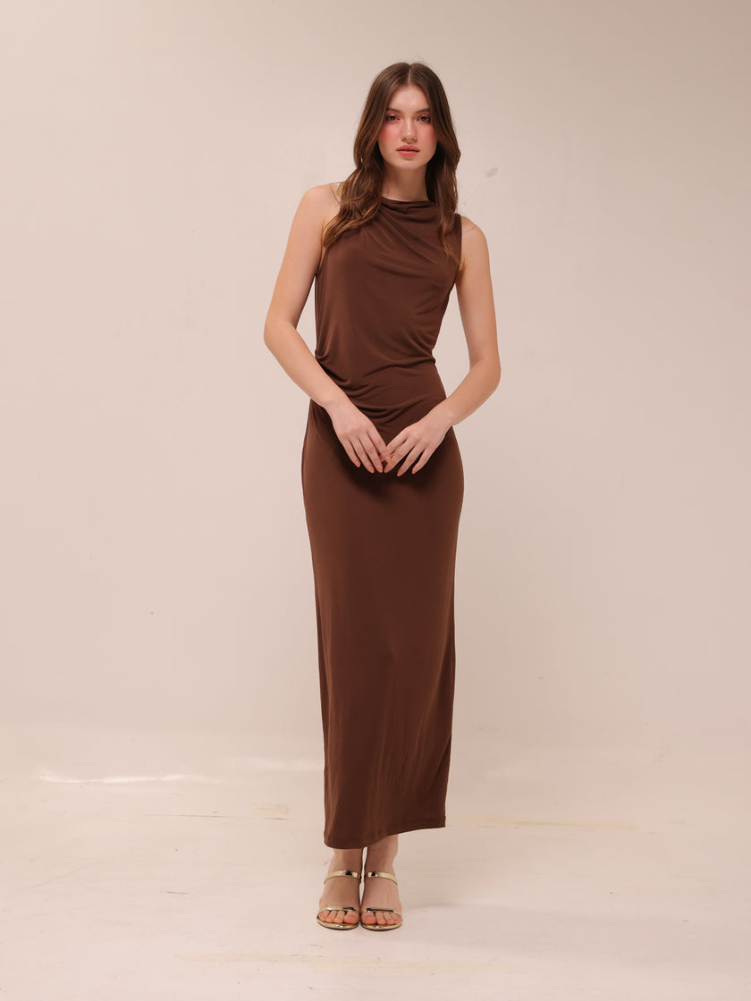 Draped Dress With Metallic Detail