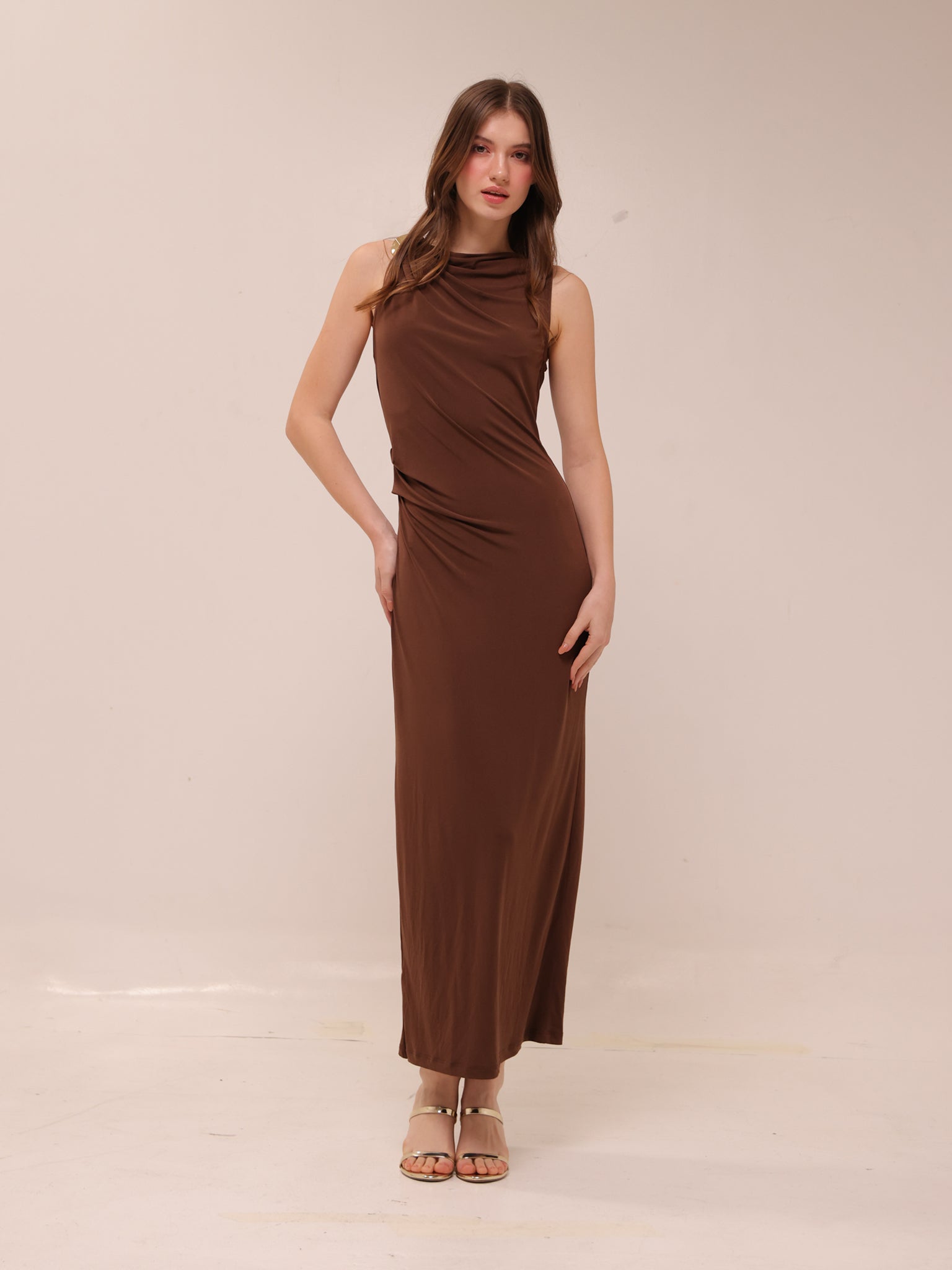 Draped Dress With Metallic Detail