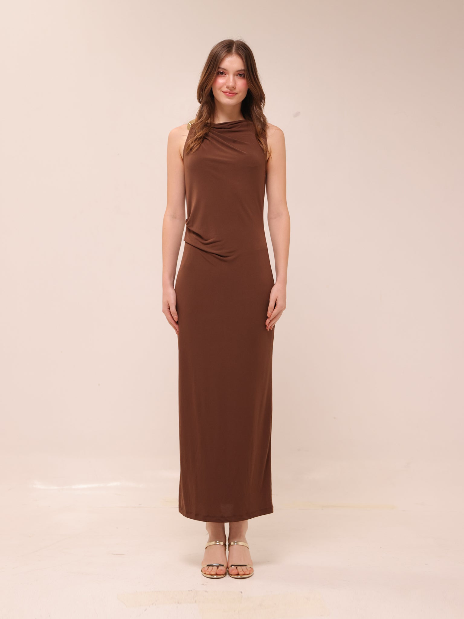 Draped Dress With Metallic Detail
