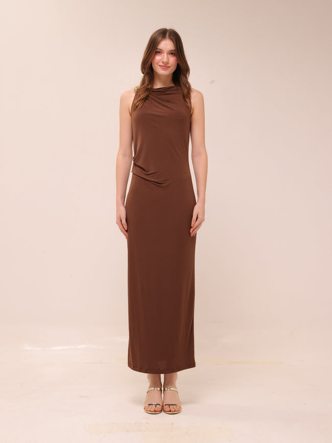 Draped Dress With Metallic Detail