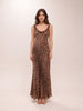 Cowl Neck Leopard Chiffon Sleeveless Maxi Dress