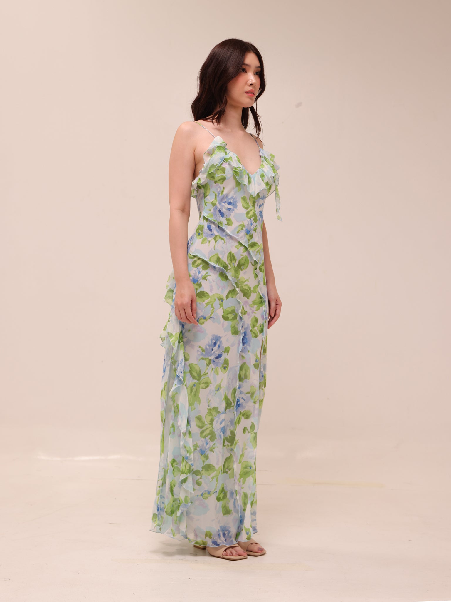 Ruffled Floral Print Dress