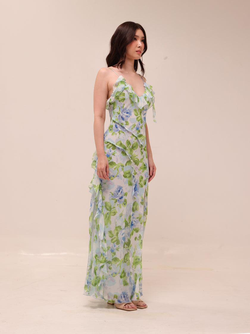 Ruffled Floral Print Dress